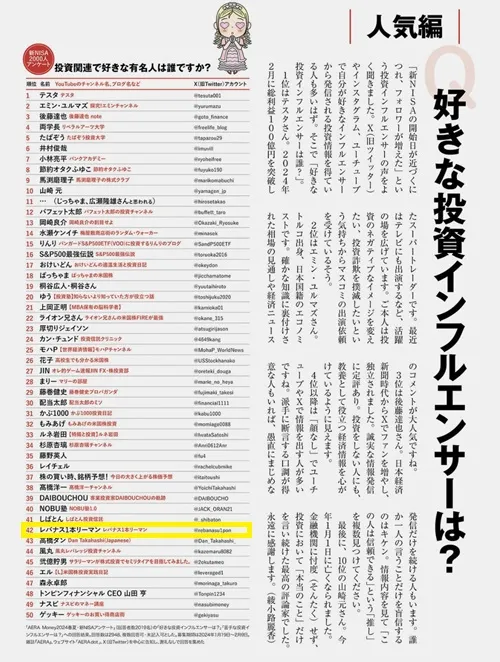 好きなインフルエンサー